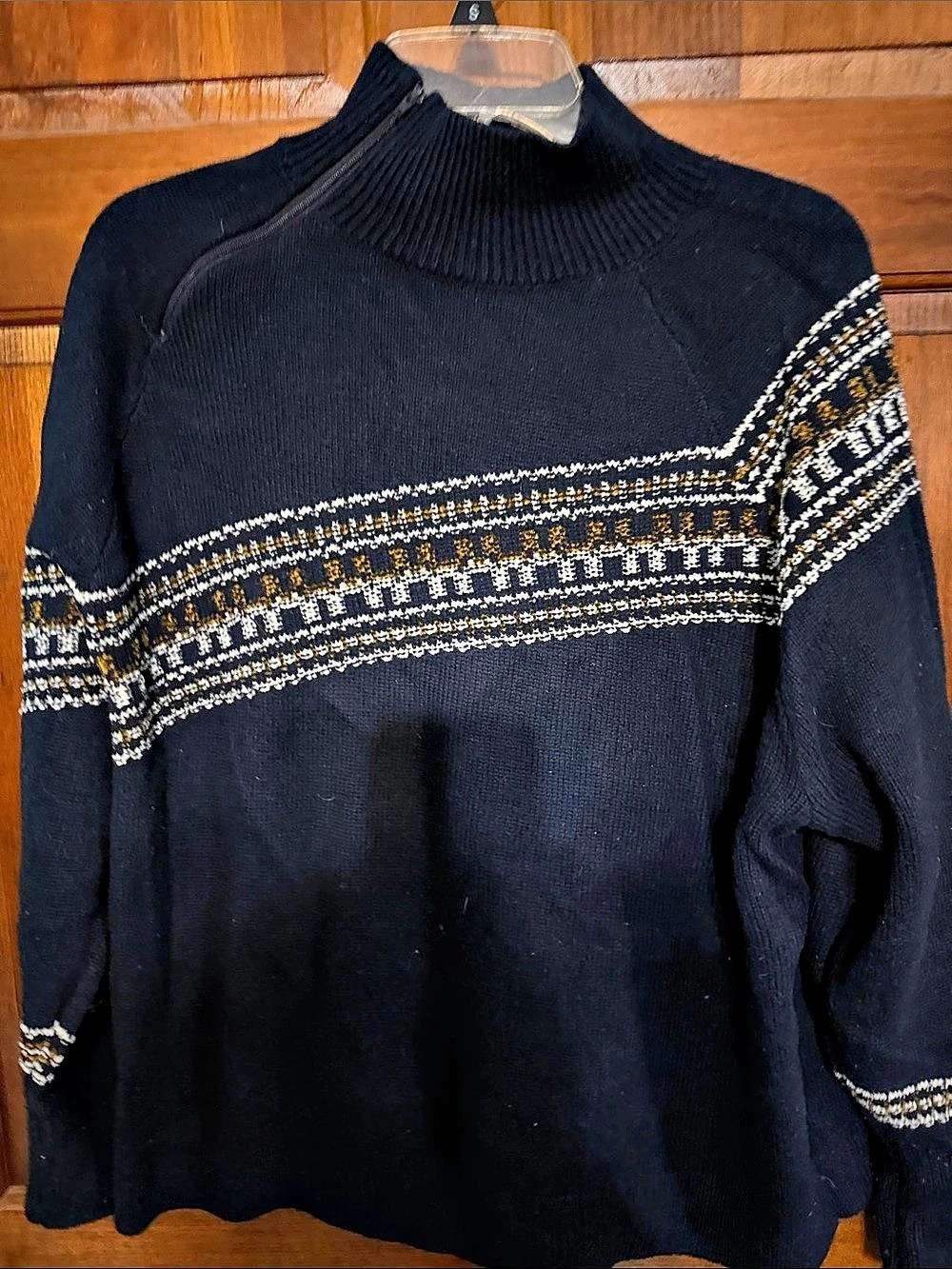 Cabi Style 4231 Geometric Turtleneck Sweater in Black & White XL